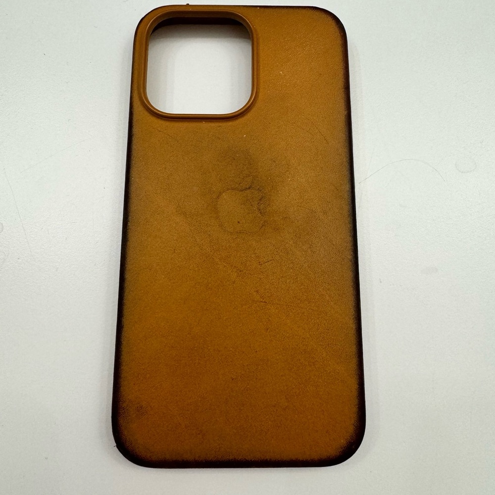 iPhone 13 Pro orange leather faded case